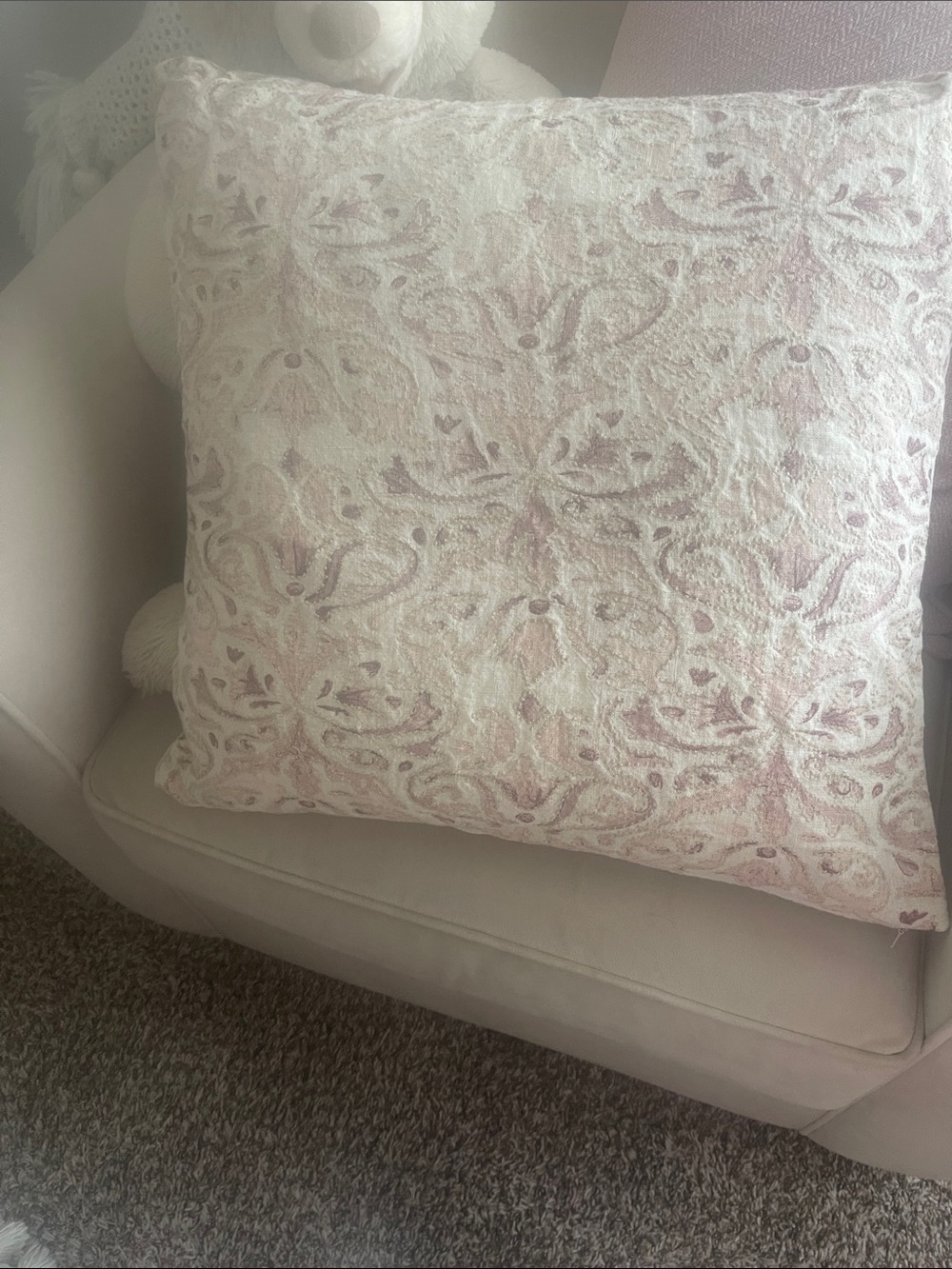 Pottery Barn Pink and Cream Textured Medallion Accent Pillow cover